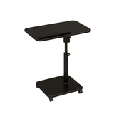Garvee C Table End Table Adjustable Height, 180°Swivel TV Tray Table for Small Spaces, Side Tables with Wheels for Living Room and Bedroom Bed Couch Tables That Slide Under Sofa - Black