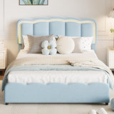 Garvee Full LED Bed Frame, Kids Platform Bed with 2 Large Storage Drawers, Velvet Upholstered Princess Bed for Girls & Boys, Wooden Slats Support, No Box Spring Needed, Easy Assembly, Blue - Blue