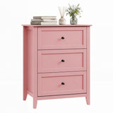 Garvee Modern 3-Drawer Dresser Chest, 27.5" Wide Wooden Storage Cabinet for Bedroom or Apartment - Compact Space-Saving - Easy Assembly - Pink - Pink
