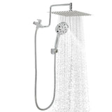 Garvee 12-Inch High Pressure Rain Shower Head Combo with Handheld – 10 Spray Modes, Chrome, Anti-Clog Nozzles, Dual Shower System – L-Shaped Upper Extension Rod