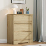 Garvee Tall 3-Drawer Wooden Dresser – Modern Storage Cabinet with Deep, Wide Drawers – Spacious Top Chest Organizer – Perfect for Bedroom, Living Room, or Kids Room – Home Organization Solution – Natural Wood Color - Natural