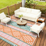 Garvee Reversible Waterproof Outdoor Rug 9x18ft – Collapsible Boho Plastic Straw Carpet for Patio, Deck, RV, Porch, Backyard – UV & Weather Resistant, Easy to Clean – Orange/Green/Pink/White - Orange/Green/Pink/White