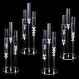 Garvee 4PCS 5 Arm Acrylic Candelabra Centerpiece for Tables, 25.59In Clear Candle Holder with Removable Lampshade for Wedding Party Home Decor, Acrylic Candlestick for 0.8 LED Candles