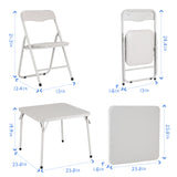 Garvee 5-Piece Foldable Kids Table & Chairs Set - 36" Activity Table with Storage & Upholstered Seats - Space-Saving for Daycares/Travel - Certified - Beige