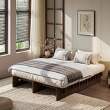 Garvee Low-Profile Solid Wood Platform Bed Frame with Slat Support, Floor Bed Design, No Box Spring Needed, Fast Easy Assembly - King - Walnut - Walnut