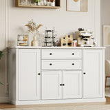 Garvee 58" Sideboard Buffet Cabinet, Wood Coffee Bar Cabinet with 2 Drawers, Modern Media Console Table, Kitchen Pantry Cabinet for Living Room, White