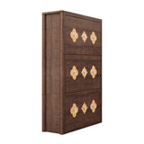 Garvee Slim Hidden Shoe Storage Cabinet for Entryway, Narrow Freestanding Shoe Organizer - 3 Turnover-Down Drawers, Adjustable Shelves, Flower Cutout, Diamond Handles - Brownish-Red, 3-Turnover Bucket - Brownish-Red