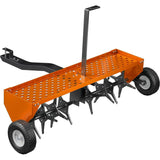 Garvee 48-Inch Tow Behind Plug Aerator with 32 Steel Tines, Heavy-Duty Lawn Aerator with Weight Tray, Universal Hitch & Pneumatic Tires for Lawn & Farm - Orange