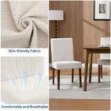 Garvee Modern Linen Upholstered Parsons Dining Chairs Set – Button-Tufted High Back, Padded Seat, Sturdy Wood Legs – Comfortable for Kitchen, Restaurant, Dining Room – Beige Striped – Linen | Beige, 2 Boxes | 4PCS - Beige-Striped (4 Pcs)