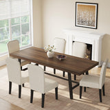 Garvee Extra Large Industrial Dining Table for 8-10 – Heavy Duty Metal Frame, Sturdy Wood Top – Modern Rustic Style – Perfect for Dining Room, Office, Conference – Brown, 2.2 Meters - Brown