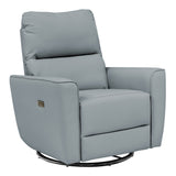 Garvee Power Recliner Chair, 270° Swivel Rocking Glider with USB Charging Port, PU Leather Upholstered Fabric, Ergonomic Modern Nursery Chair for Living Room, Bedroom & Home Theater, Gray - Gray