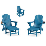Garvee Adirondack Rocking Chairs, Set of 2 Folding Outdoor Chairs with Retractable Ottoman, Footrest and Cup Holder for Patio