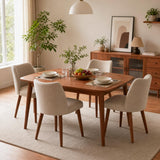 Garvee Wooden Dining Chairs Set of 4, Upholstered Mid Century Dining Chairs with Thick Seat Cushion and Curved Back for Dining/Kitchen/Living Room, Camel