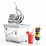 Garvee High-Performance Commercial Ice Crusher & Shaved Ice Machine – 750LBS/H, 350W Motor, 4 Stainless Steel Blades, 8.98Gal Bucket, Safety On/Off Switch – Heavy Duty Snow Cone Maker for Home, Restaurants, Bars – US Standard Silver