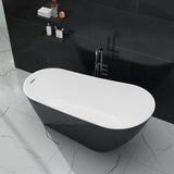 Garvee Modern Ergonomic Acrylic Freestanding Bathtub – Deep Soaking Oval Tub with Chrome Overflow & Drain – Easy Installation – cUPC Certified – Black Exterior, White Interior – System default_5, Size 7105 - Allure(Black & White)