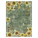 Garvee 8' × 10' Golden Bloom Floral Area Rug, Machine Washable Non-Slip Low-Pile Soft Rug for Living Room, Bedroom & Dining Room, Green
