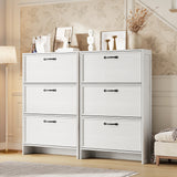 Garvee Slim 3 Invert Drawer Shoe Cabinet for Entryway – Freestanding Narrow Storage Organizer with Adjustable Shelf, Anti-Tipping Kit, Tall Hidden Wooden Shoe Rack for Hallway and Closet, Vintage White - Distressed White