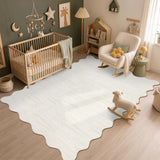 Garvee 5' × 7' Solid Border Area Rug, Machine Washable Non-Slip Low-Pile Soft Rug for Living Room, Bedroom & Dining Room, Off White - Off White