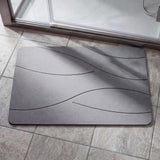 Garvee Quick Dry Stone Bath Mat 16" × 24", Diatomaceous Earth Bath Rug with Non-Slip Backing, Fast Absorbing Hard Bathroom Mat for Shower, Kitchen & Pet Area, Gray Wave - Gray-2