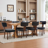 Garvee Modern Fabric Dining Chairs Set of 6, Upholstered Kitchen Chairs with Hardwood Frame, Wood Legs, Nailhead Trim - Black 6Pcs