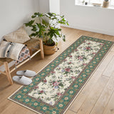 Garvee 2' × 6' Vintage Floral Runner Rug, Machine Washable Non-Slip Low-Pile Rug for Hallway, Kitchen & Entryway, Beige - Beige