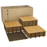 Garvee Acacia Wood interlinked Deck Tiles - 12"x12" 22PCS Waterproof Non-Slip Outdoor & Indoor Flooring for Patio, Balcony, Garden, Poolside, Snap Together, Covers 21 Sq Ft - Yellow Finish - Yellow
