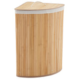 Garvee Corner Eco-friendly Laundry Hamper with Lid, 58L/15.5 Gal Collapsible Wicker Clothes Basket - Removable Washable Liner, Carry Handles, Space-Saving Storage for Bedroom/Bathroom - Carbonized Color - Natural - Triangle