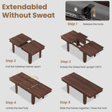 Garvee Modern Extendable Farmhouse Dining Table for 6-10 - 63-86.6 Inch Rectangular Kitchen Table - Sturdy Wooden Frame, Space-Saving - Dining Room Furniture, Brown - Brown