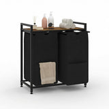 Garvee Laundry Basket Organizer, Laundry Hamper with Shelf & 3 Pull-Out Removable Oxford Fabric Bags, 3 x 12.8 Gal ( 48.5L), Dirty Clothes Basket Organizer for Laundryroom, Bathroom, Bedroom - Rustic Brown + Black