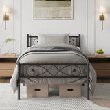 Garvee Twin Size Metal Platform Bed Frame with Fist Design Headboard & Footboard, Under Bed Storage, No Box Spring Needed, Easy Assembly, Noise Free, Black - Twin