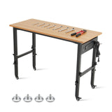 Garvee Adjustable Workbench, 48 Inch Work Bench with Power Outlet, Wheels(Non-Slip Foot Pad), 2200 Lbs Load Heavy Duty Walnut Wood Top Work Table for Workshop,Garage,Office, Home,Commercial