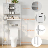 Garvee Space-Saving Over-The-Toilet Storage Cabinet with 2 Doors and Toilet Paper Holder–Freestanding Water-Resistant Bathroom Organizer for Bathroom,White - White