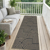 Garvee 2' × 6' Abstract Easy Jute Runner Rug, Washable Non-Slip Indoor Outdoor Rug for Kitchen, Hallway, Entryway & Patio, Black - Black