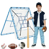 Garvee 5x4ft Baseball & Softball Rebounder Net – 9-Zone Adjustable Angle Pitchback Trainer for Hitting, Throwing & Fielding – Multi-Sport Bounce Back Net for Backyard Soccer, Field Hockey - Blue