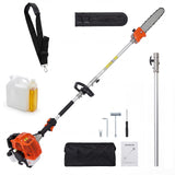 Garvee 43cc Gas Pole Saw 12" Bar, 9.5FT Extendable Reach, 2-Stroke Tree Pruner with Auto Oiler, Anti-Vibration Handle & Quick Release - Orange