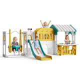 Garvee 9-in-1 Kids Slide & Swing Playset with Playhouse Climber - Tent, Basketball Hoop, Activity Table, Tunnel & Storage - Large Indoor/Outdoor Backyard Play Center, Color: Yellow-Green - Yellow-Green
