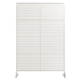 Garvee 1PC 72" White-Long Clauses Decorative Metal Privacy Fence Panels, Rustproof Freestanding Iron Garden Screens with Vertical & Horizontal Stripe Design, Snap-Together Outdoor & Indoor Dividers for Patio, Balcony & Yard - White-Long Clauses