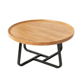 Garvee Simple Coffee Table for Office - Creative Tea Table - Iron Artwork Trendy Small Coffee Table - Living Room Decoration - Small Round Table - Natural Wood Color