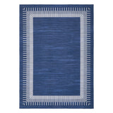 Garvee 8' × 10' Modern Line Border Area Rug, Machine Washable Non-Slip Low-Pile Soft Rug for Living Room, Bedroom & Dining Room, Blue - Blue