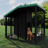 Garvee Large Outdoor Cedar Wood Dog House, Weatherproof Dog Kennel with Roof, Rear Door, Secure Lock & Built-in Storage Outdoor Safe Pet Shelter for Medium to Large Dogs, Black - Black
