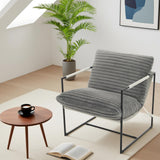 Garvee Modern Accent Chair, Comfy Living Room Chair with Metal Frame, Upholstered Armchair with Soft Cushion, Cozy Corduroy Sling Chair for Bedroom Balcony Lounge Reading Room, Dark Gray - Dark Gray|Corduroy