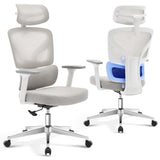 Garvee Mesh Office Desk Chair, Ergonomic Gaming Chair with Adjustable Lumbar Support, High-Back Computer Office Chair with Headrest 3D Armrests, Rolling Swivel Task Chair for Home, Office, Gray - Gray|Plating