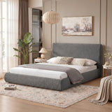 Garvee Cloud Platform Bed with Upholstered Headboard – Soft Plush Fabric, No Box Spring Needed, Easy Assembly for Bedroom - Gray