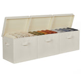 Garvee Large Fabric Storage Bins with Lids - Collapsible Stackable Closet Organizer Boxes, Cotton-Linen with PP Board, Dustproof with Handles, Beige, 15 x 11.3 x 12.5 in, 3 Pack - Beige|3 Pack