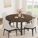 Garvee 47" Round Dining Table for 4 to 6, Industrial Kitchen Dining Room Table with Sturdy Metal Frame, Wood Circle Kitchen Table for Space Saving, Dining Room, Kitchen, (No Chairs), Brown - Rustic Brown