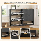 Garvee Modern Slim Shoe Storage Cabinet – 2 Invert Drawers, Adjustable Shelf, Open Storage – Space-Saving Freestanding Wooden Shoe Organizer for Entryway or Hallway – Hidden Design, Black - Black