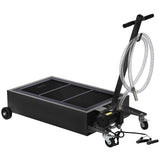 Garvee 20 Gallon Oil Drain Pan with 12V Electric Pump, Low-Profile Steel Construction, Foldable Handle, Wheels, and 8FT Hose for Garage Use, Black - Black-Electric Pump 12V