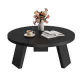 Garvee Round Coffee Table, Farmhouse Small Wooden Coffee Table with 3 Strong Legs, Easy Assembly, 33.5'' x 15.7'', Black - Black