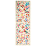 Garvee 2' x 6' Layered Floral Runner Rug, Machine Washable Non-Slip Low-Pile Soft Rug for Hallway, Kitchen, Entryway & Bedroom, Beige - Beige