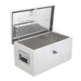 Garvee Heavy-Duty 20" Aluminum Diamond Plate Truck Bed Tool Box - Waterproof Lockable Storage, Side Handle, Chain Catch, Includes Lock & Keys - Color: Silver Natural - Sliver